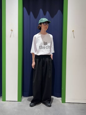 「CIAOPANIC TYPY（チャオパニックティピー）のアイテム（キャップ）」を使った、risakoさん（レディース・160cm）の夏コーディネート