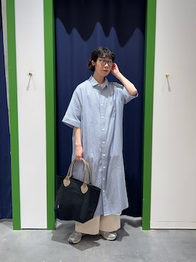 「CIAOPANIC TYPY（チャオパニックティピー）の【低身長・高身長対応/サイズ展開あり】【新色追加】柔らかワイドイージーデニム（デニムパンツ、ホワイト系）」を使った、risakoさん（レディース・160cm）の春コーディネート