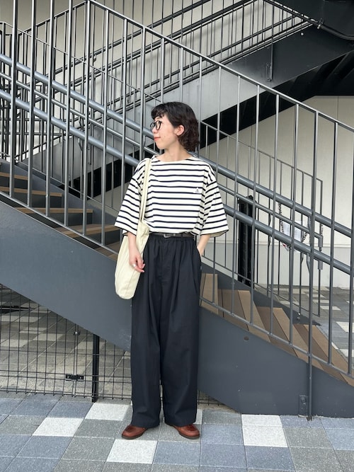 【GEVACO】ボートネック半袖ボーダーTEE