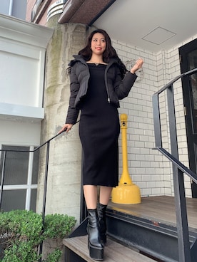 「ショートダウン」｜「アイテム（その他アウター）」を使った、akariさん（レディース・170cm）の冬コーディネート