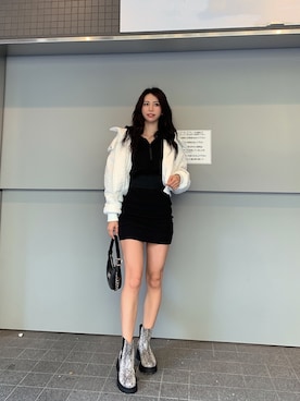 「GYDA」｜「アイテム（ブルゾン）」を使った、akariさん（レディース・170cm）の冬コーディネート