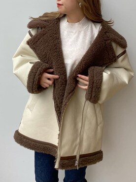 「MURUA（ムルーア）のアイテム（その他アウター）」を使った、磯目理瑠華さん（レディース・155cm）の秋コーディネート