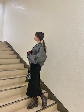 「MURUA（ムルーア）のアイテム（テーラードジャケット）」を使った、磯目理瑠華さん（レディース・155cm）の冬コーディネート