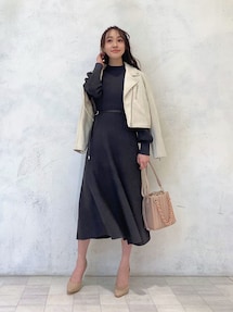 ラッフルスリーブフレアニットワンピース｜マーキュリーデュオ