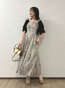 リネンライクショルダーリボンキャミワンピース｜マーキュリーデュオ