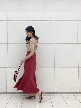 「MERCURYDUO（マーキュリーデュオ）のアイテム（キャミソール）」を使った、村岡愛美さん（レディース・162cm）の夏コーディネート