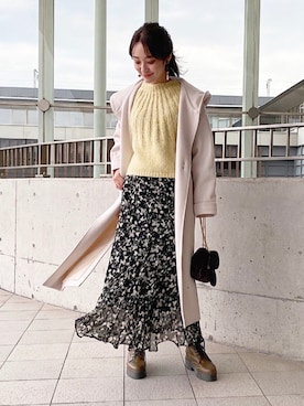 「ワークブーツ」｜「アイテム（その他アウター）」を使った、村岡愛美さん（レディース・162cm）の冬コーディネート