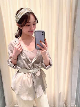 「MERCURYDUO（マーキュリーデュオ）のアイテム（キャミソール）」を使った、村岡愛美さん（レディース・162cm）の春コーディネート