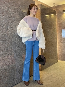 ハイウエストデザインデニムフレアパンツ｜マーキュリーデュオ