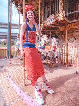 「SYDNNIのアイテム（ベスト、その他）」を使った、シドニーさん（レディース・163cm）の夏コーディネート