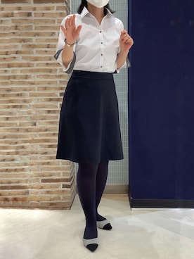 「アイテム（ビジネスシャツ）」を使った、BRICK HOUSE シャツ工房 大森アトレ店さん（レディース・157cm）の夏コーディネート