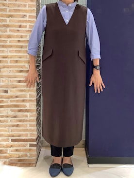「アイテム（ジャンパースカート）」を使った、BRICK HOUSE シャツ工房 大森アトレ店さん（レディース・163cm）の秋コーディネート