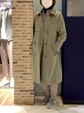 「オフィススタイル」｜「アイテム（トレンチコート）」を使った、BRICK HOUSE シャツ工房 大森アトレ店さん（レディース・163cm）の冬コーディネート
