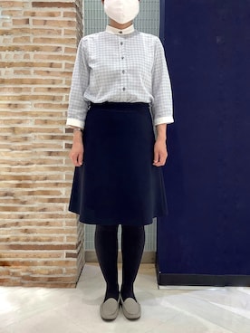 「ノーアイロン」｜BRICK HOUSE シャツ工房 大森アトレ店さん（レディース・156cm）の春コーディネート