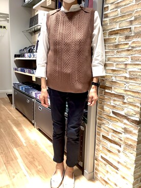 「秋のブラウンスタイル」｜BRICK HOUSE シャツ工房 大森アトレ店さん（レディース・163cm）の秋コーディネート
