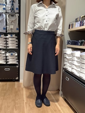 「ビジネスシャツ」｜BRICK HOUSE シャツ工房 大森アトレ店さん（レディース・157cm）の夏コーディネート