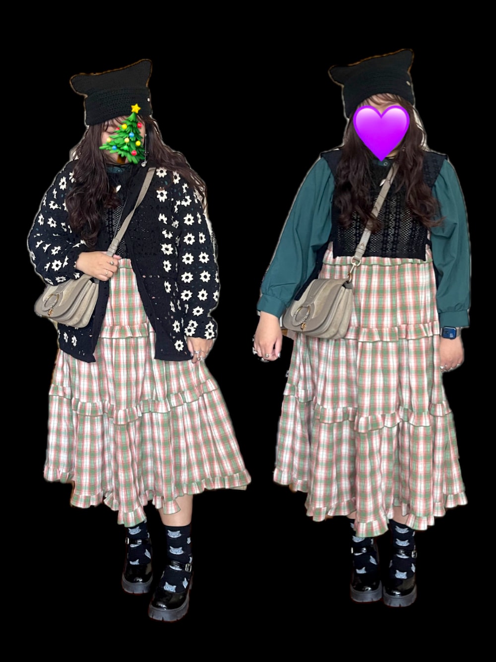 「クリスマスに着たい服」｜「Alley by w closetの【お気に入り数3.4万人突破 / Alley】フリルティアードキャミワンピース（ワンピース、グリーン系）」を使った、sakiさん（レディース・166cm）の冬コーディネートの1枚目の写真