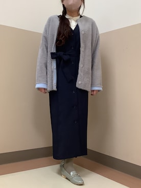 「アイテム（ノーカラージャケット）」を使った、BRICK HOUSE シャツ工房 直方イオンモール店さん（レディース・154cm）の冬コーディネート