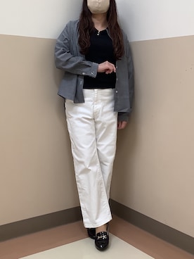 「TOKYO SHIRTS（トウキョウシャツ）の【Pitta Re:)】ふわっとガーゼシャツ レギュラーシルエット 長袖 綿100% レディース カジュアルシャツ（シャツ/ブラウス、グレー系）」を使った、BRICK HOUSE シャツ工房 直方イオンモール店さん（レディース・162cm）の夏コーディネート
