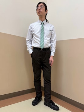 「TOKYO SHIRTS（トウキョウシャツ）のナロータイ（ネクタイ、グリーン系）」を使った、BRICK HOUSE シャツ工房 直方イオンモール店さん（レディース・154cm）の春コーディネート