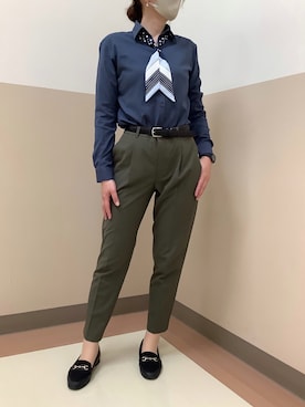 「TOKYO SHIRTS（トウキョウシャツ）のCOFREX 形態安定ノンアイロン スキッパー 長袖ビジネスワイシャツ（ビジネスシャツ）」を使った、BRICK HOUSE シャツ工房 直方イオンモール店さん（レディース・162cm）の秋コーディネート