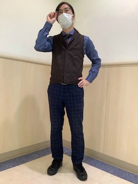 「アズーロ・エ・マローネ」｜BRICK HOUSE シャツ工房 直方イオンモール店さん（メンズ・173cm）の秋コーディネート