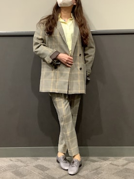 「TOKYO SHIRTS（トウキョウシャツ）の【Pitta Re:)】ふわっとガーゼシャツ ワイドシルエット 長袖 綿100% レディース カジュアルシャツ（シャツ/ブラウス、イエロー系）」を使った、BRICK HOUSE シャツ工房 直方イオンモール店さん（レディース・154cm）の春コーディネート