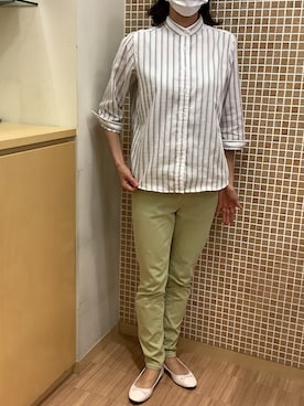 「スタンドカラーシャツ」｜BRICK HOUSE シャツ工房 直方イオンモール店さん（レディース・162cm）の夏コーディネート