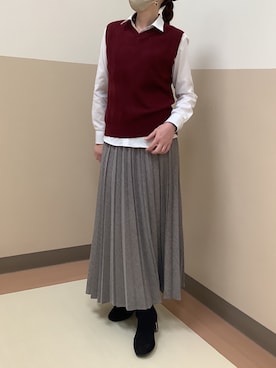 「アイテム（ビジネスシャツ）」を使った、BRICK HOUSE シャツ工房 直方イオンモール店さん（レディース・162cm）の冬コーディネート