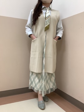 「アイテム（ビジネスシャツ）」を使った、BRICK HOUSE シャツ工房 直方イオンモール店さん（レディース・154cm）の夏コーディネート