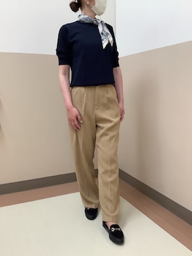 「ネイビーニット」｜BRICK HOUSE シャツ工房 直方イオンモール店さん（レディース・162cm）の夏コーディネート