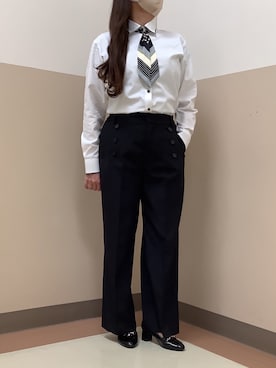 「アイテム（ビジネスシャツ）」を使った、BRICK HOUSE シャツ工房 直方イオンモール店さん（レディース・154cm）の秋コーディネート