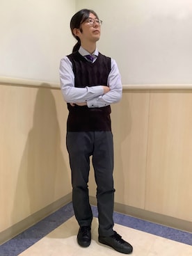 「アイテム（ネクタイ、パープル系）」を使った、BRICK HOUSE シャツ工房 直方イオンモール店さん（メンズ・173cm）の秋コーディネート