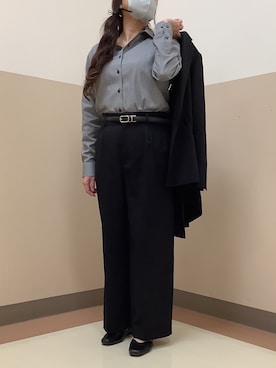 「アイテム（ビジネスシャツ）」を使った、BRICK HOUSE シャツ工房 直方イオンモール店さん（レディース・154cm）の冬コーディネート