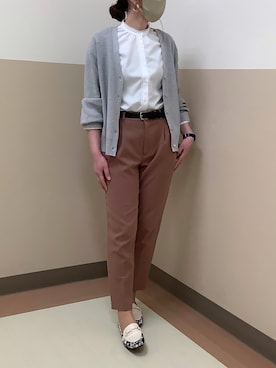 「TOKYO SHIRTS（トウキョウシャツ）のCOFREX スタンド ピコレース ブラウス 七分袖 レディースデザインシャツ（シャツ/ブラウス、ホワイト系）」を使った、BRICK HOUSE シャツ工房 直方イオンモール店さん（レディース・154cm）の春コーディネート