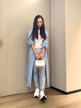 「ARMANI EXCHANGE（アルマーニエクスチェンジ）のアイテム（シャツワンピース）」を使った、namiheyさん（レディース・160cm）の冬コーディネート