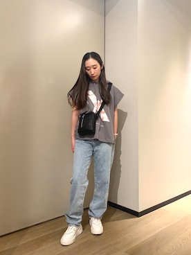 「ARMANI EXCHANGE（アルマーニエクスチェンジ）のアイテム（トップス、グレー系）」を使った、namiheyさん（レディース・160cm）の春コーディネート