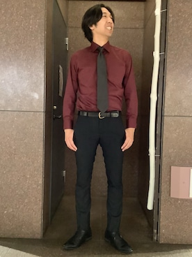 「アイテム（ビジネスシャツ）」を使った、SHIRTS PLAZA 天神地下街店さん（メンズ・171cm）の秋コーディネート