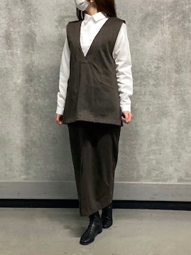 「アイテム（ビジネスシャツ）」を使った、SHIRTS PLAZA 天神地下街店さん（レディース・160cm）の冬コーディネート