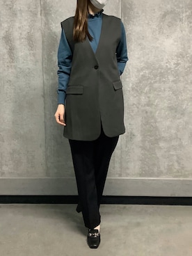 「TOKYO SHIRTS（トウキョウシャツ）のもちもち フリルネック プルオーバー（ニット/セーター）」を使った、SHIRTS PLAZA 天神地下街店さん（レディース・160cm）の秋コーディネート