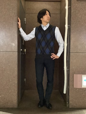 「アイテム（ビジネスシャツ）」を使った、SHIRTS PLAZA 天神地下街店さん（メンズ・171cm）の秋コーディネート