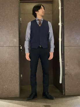 「アイテム（ビジネスシャツ）」を使った、SHIRTS PLAZA 天神地下街店さん（メンズ・171cm）の秋コーディネート