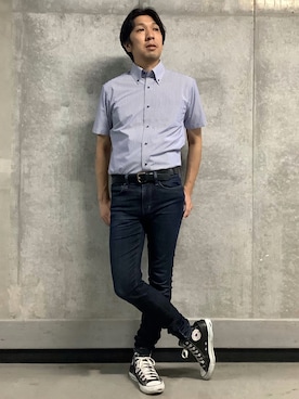 「アイテム（ビジネスシャツ）」を使った、SHIRTS PLAZA 天神地下街店さん（メンズ・172cm）の夏コーディネート