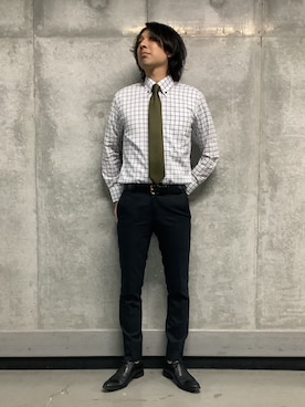 「TOKYO SHIRTS（トウキョウシャツ）のアイテム（ビジネスシャツ）」を使った、SHIRTS PLAZA 天神地下街店さん（メンズ・172cm）の春コーディネート