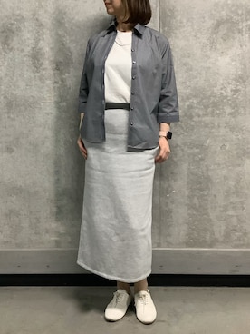 「TOKYO SHIRTS（トウキョウシャツ）の【透け防止】 形態安定ノンアイロン スキッパー 7分袖ビジネスワイシャツ（ビジネスシャツ、グレー系）」を使った、SHIRTS PLAZA 天神地下街店さん（メンズ・171cm）の夏コーディネート
