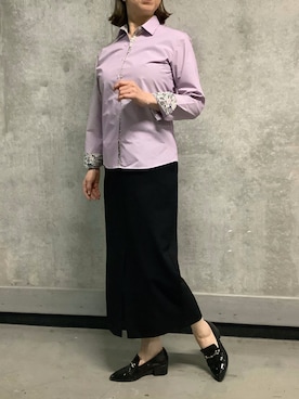 「アイテム（ビジネスシャツ）」を使った、SHIRTS PLAZA 天神地下街店さん（レディース・168cm）の秋コーディネート