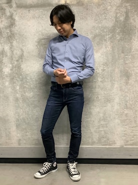 「アイテム（ビジネスシャツ）」を使った、SHIRTS PLAZA 天神地下街店さん（メンズ・172cm）の秋コーディネート