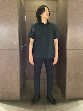 「TOKYO SHIRTS（トウキョウシャツ）のビズポロ クールタッチコットン 綿100% 半袖ポロシャツ（ポロシャツ、グリーン系）」を使った、SHIRTS PLAZA 天神地下街店さん（メンズ・171cm）の春コーディネート