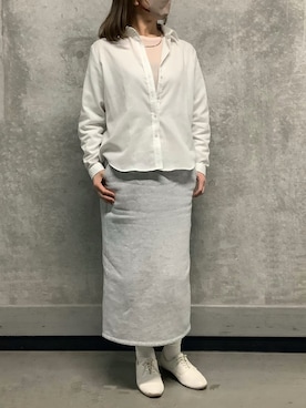 「TOKYO SHIRTS（トウキョウシャツ）の【Pitta Re:)】ふわっとガーゼシャツ レギュラーシルエット 長袖 綿100% レディース カジュアルシャツ（シャツ/ブラウス、ホワイト系）」を使った、SHIRTS PLAZA 天神地下街店さん（メンズ・171cm）の春コーディネート