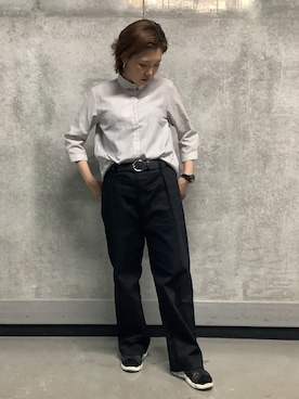 「TOKYO SHIRTS（トウキョウシャツ）の【Pitta Re:)】ふわっとガーゼシャツ レギュラーシルエット 七分袖 綿100% レディース カジュアルシャツ（シャツ/ブラウス、ベージュ系）」を使った、SHIRTS PLAZA 天神地下街店さん（メンズ・171cm）の春コーディネート